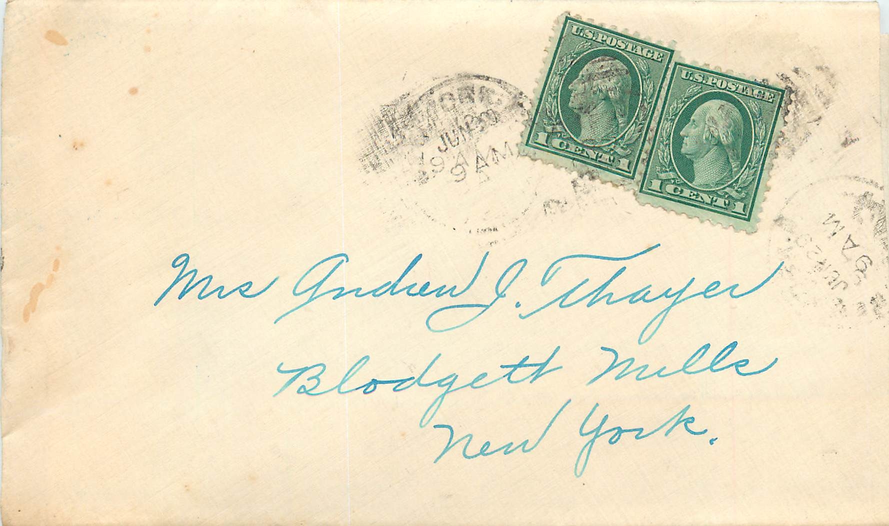 Lettre Cover Etats-Unis 2*1c cover to New York