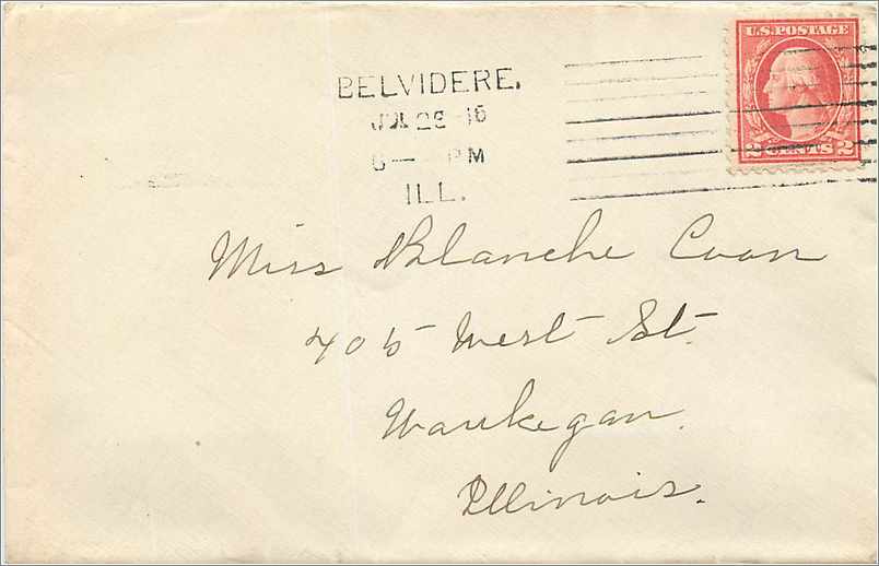 Lettre Cover Etats-Unis 2c Belevedere 1916