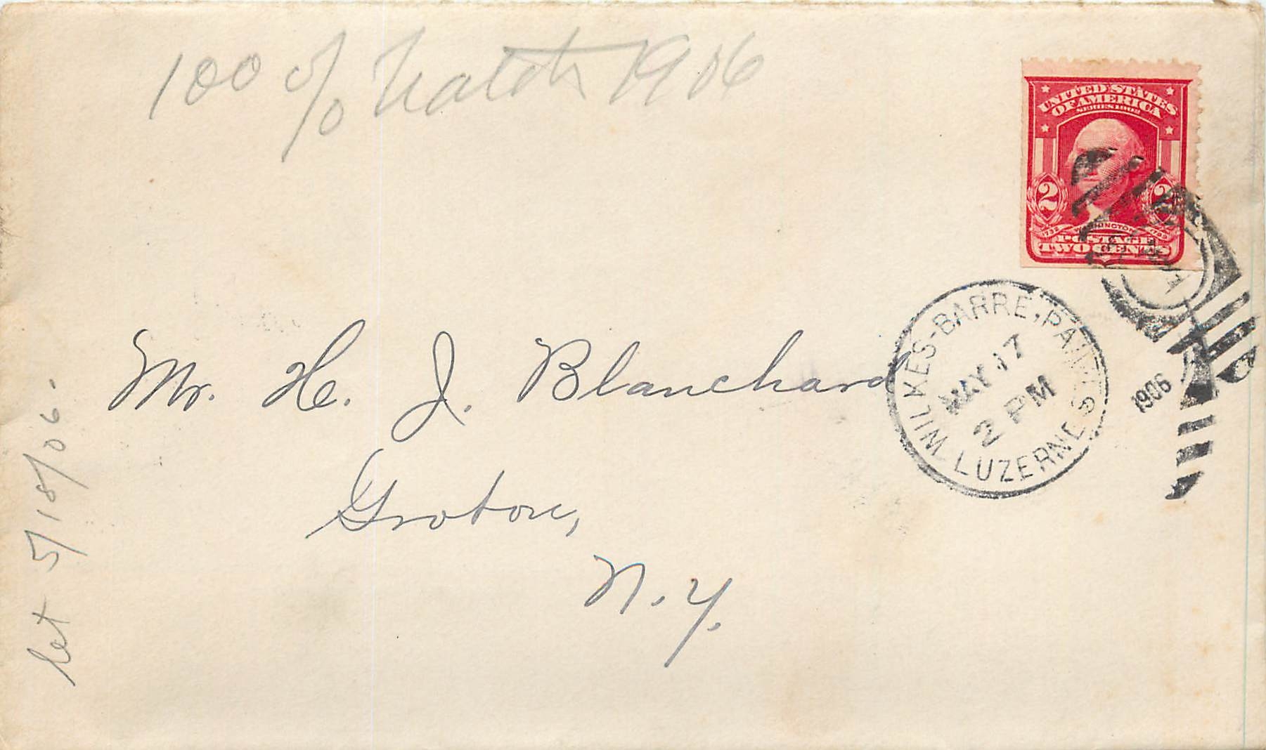 Lettre Cover Etats-Unis 2c on 1906 Wilkes Barre cover