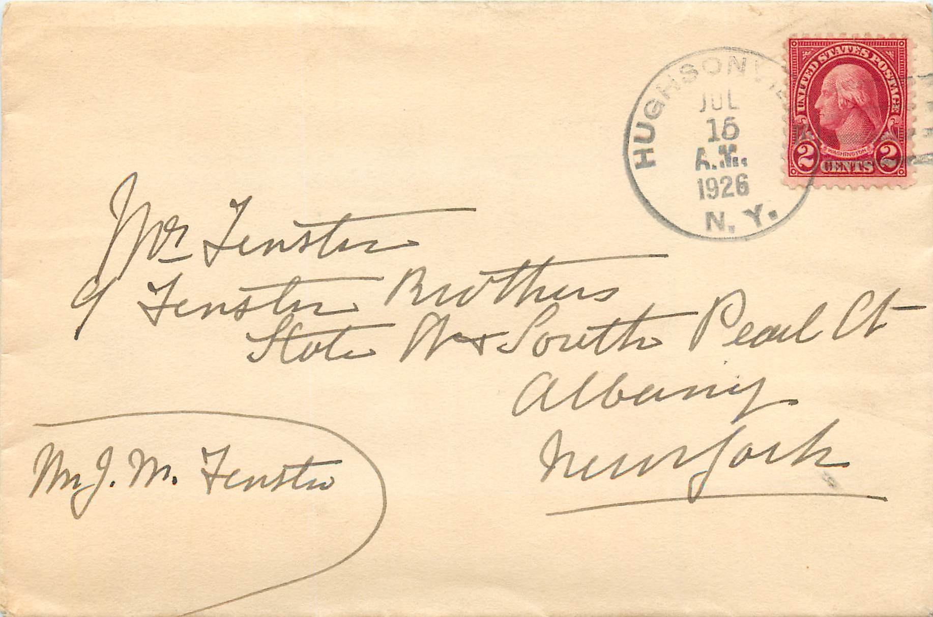 Lettre Cover Etats-Unis 2c on 1926 Hughson cover