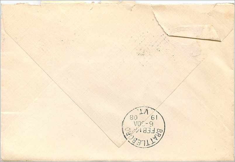 Lettre Cover Etats-Unis 2c Burlington cover 1908 — Rückseite