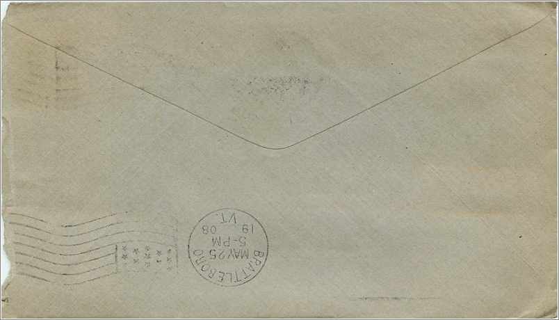 Lettre Cover Etats-Unis 2c Burlington cover 1908 — Rückseite