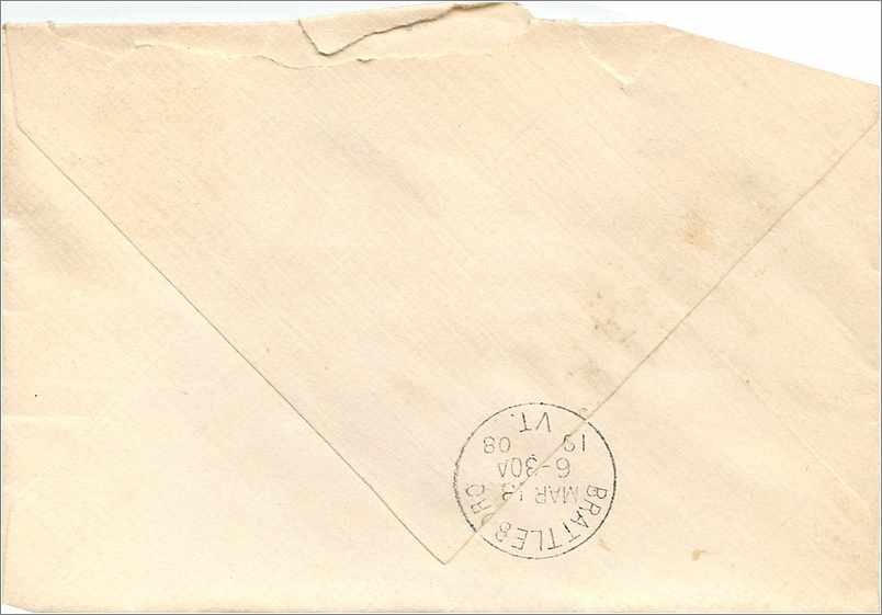 Lettre Cover Etats-Unis 2c Burlington cover 1908 — Rückseite