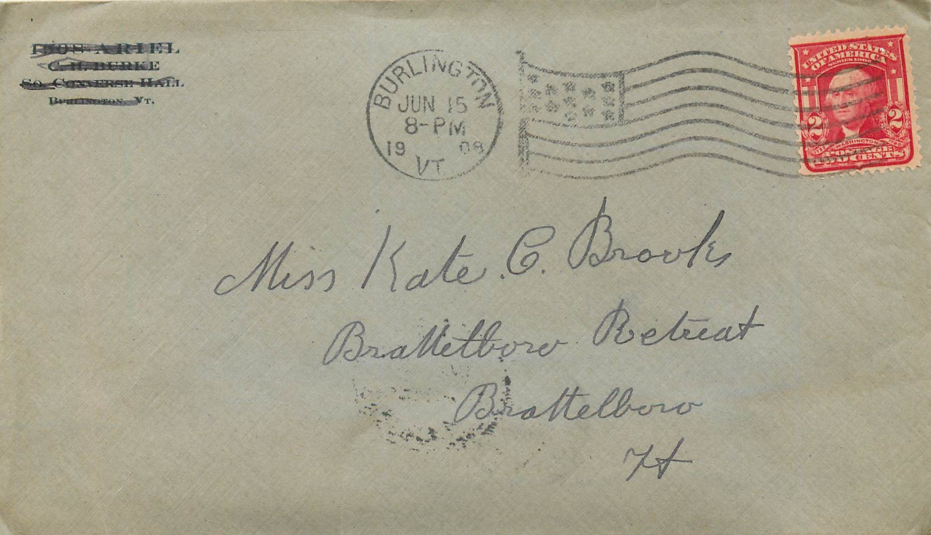 Lettre Cover Etats-Unis 2c Burlington cover 1908
