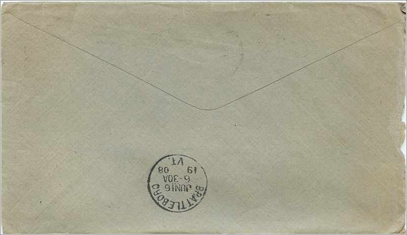 Lettre Cover Etats-Unis 2c Burlington cover 1908 — Back