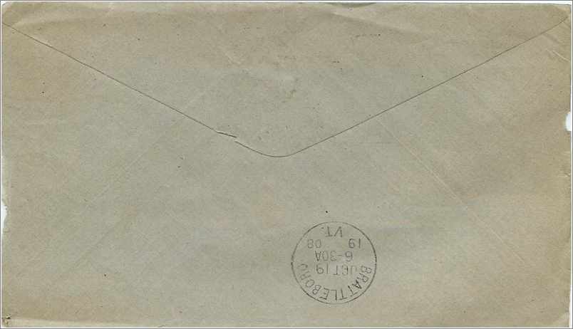 Lettre Cover Etats-Unis 2c Burlington cover 1908 — Back