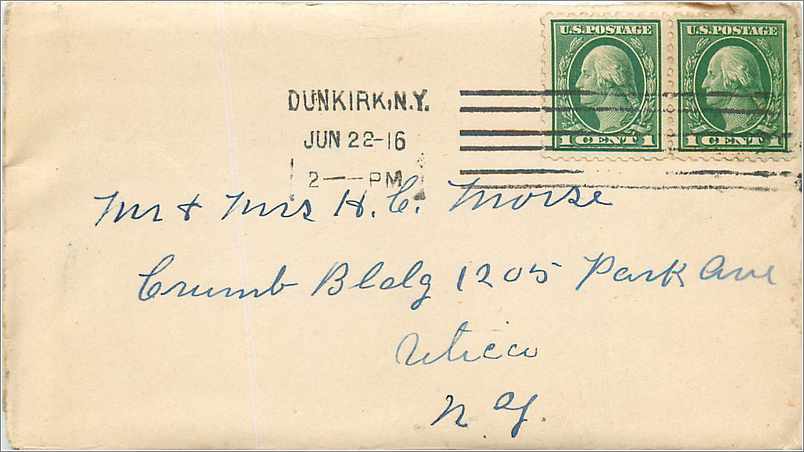 Lettre Cover Etats-Unis 2*1c 1916 Dunkirk cover