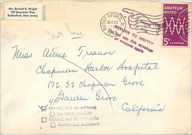 Lettre Cover Etats-Unis 5c Return to writer Rutherford 1964