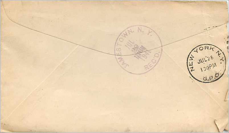 Lettre Cover Etats-Unis New York Special delivery Moto to NY — Rückseite