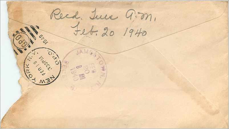 Lettre Cover Etats-Unis New York Special delivery Moto to NY 1940 — Rückseite