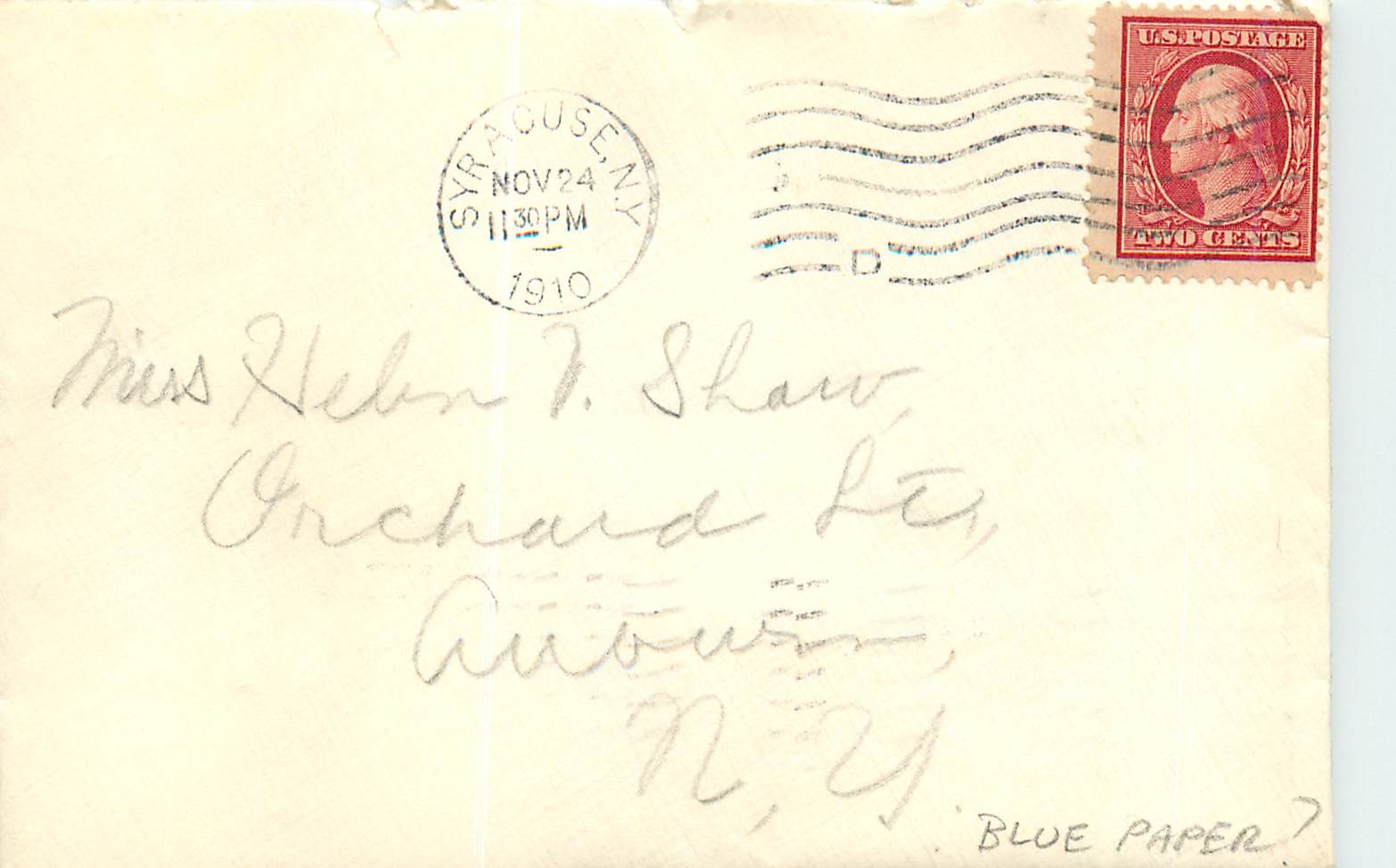 Lettre Cover Etats-Unis 2c Syracuse 1910 cover
