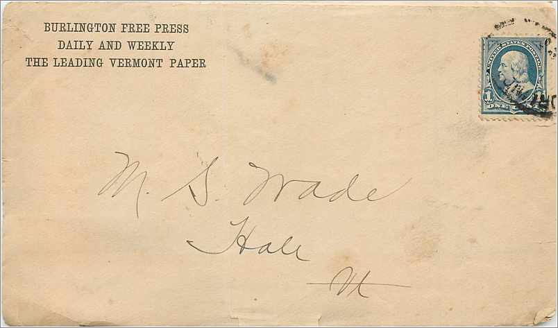 Lettre Cover Etats-Unis 1c Burlington Free Press
