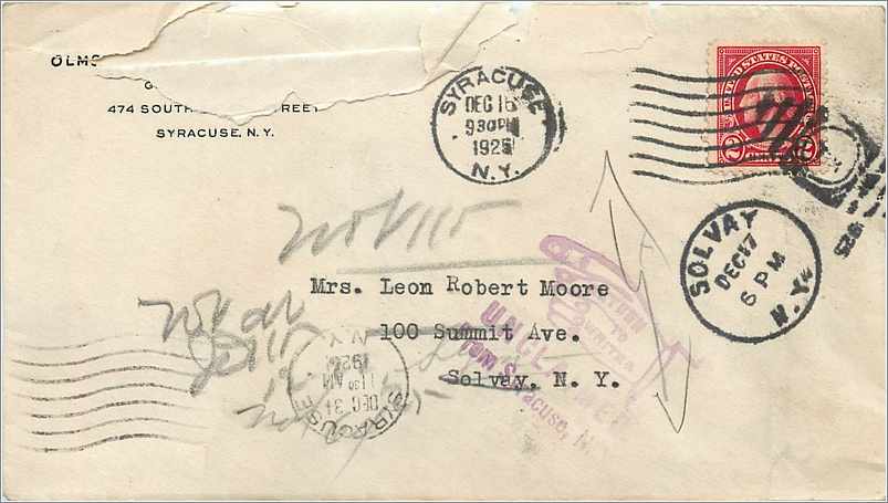 Lettre Cover Etats-Unis 2c Syracuse Return to sender 1925