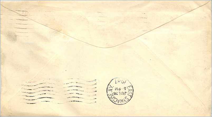 Lettre Cover Etats-Unis 2c Syracuse Return to sender 1927 — Verso