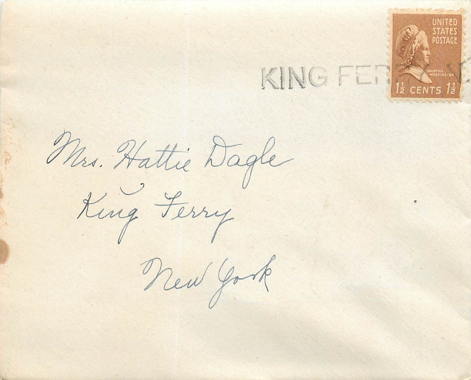 Lettre Cover Etats-Unis King Ferry NY
