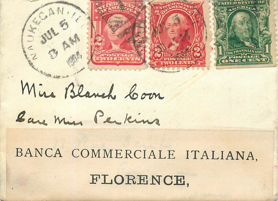 Lettre Cover Etats-Unis 2*2c + 1c Maukegan 1904 cover