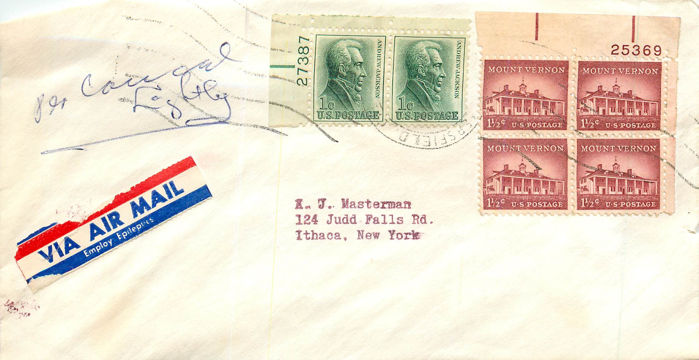 Lettre Cover Etats-Unis multi frank cover to Ithaca