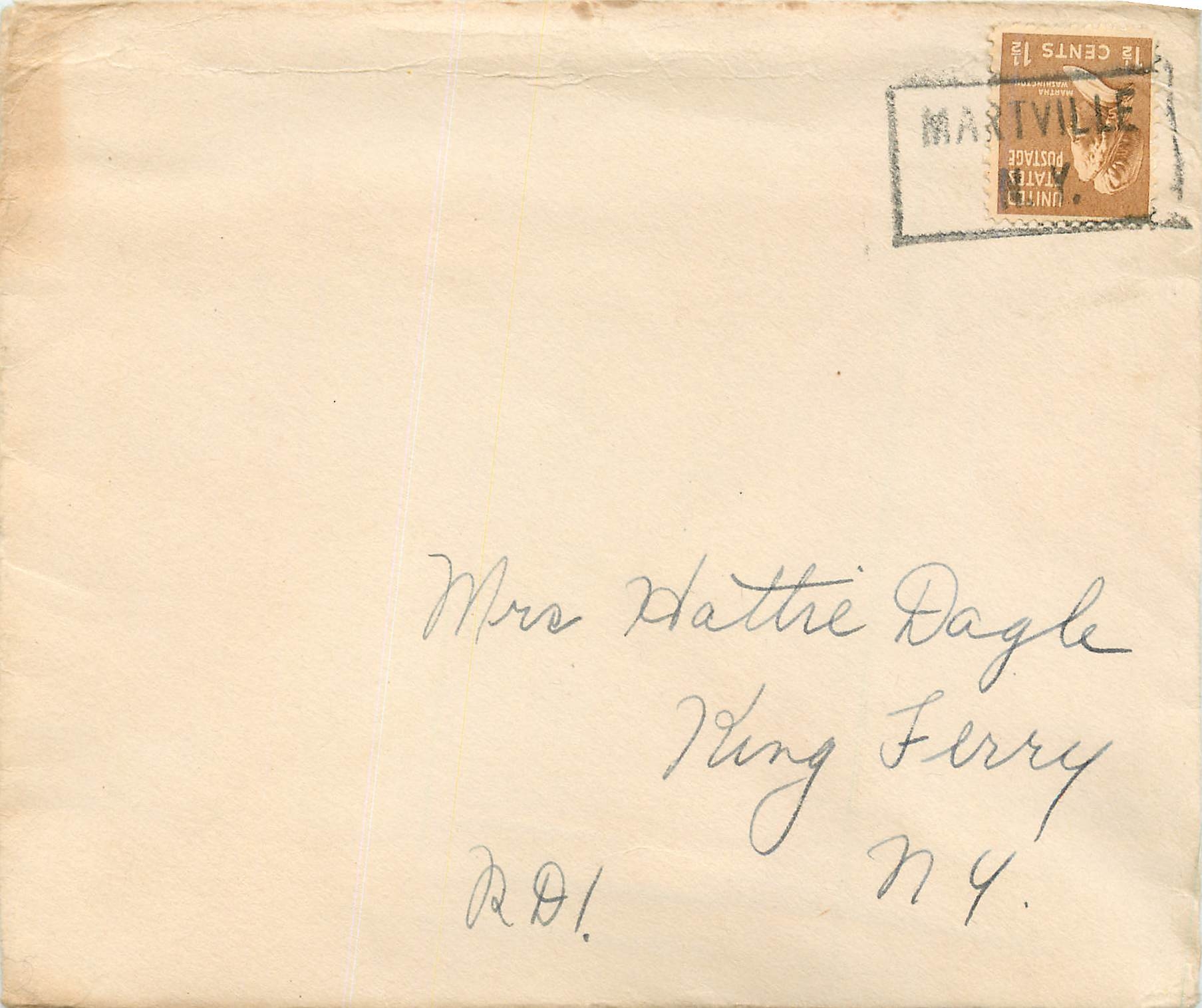 Lettre Cover Etats-Unis Martville NY
