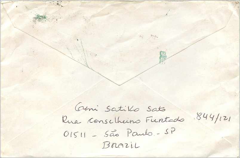 Lettre Cover Bresil 1987 Avion Aviation — Rückseite