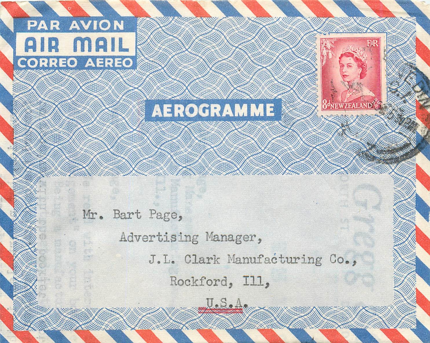 Lettre Cover Aerogram New Zealand  for Rockford