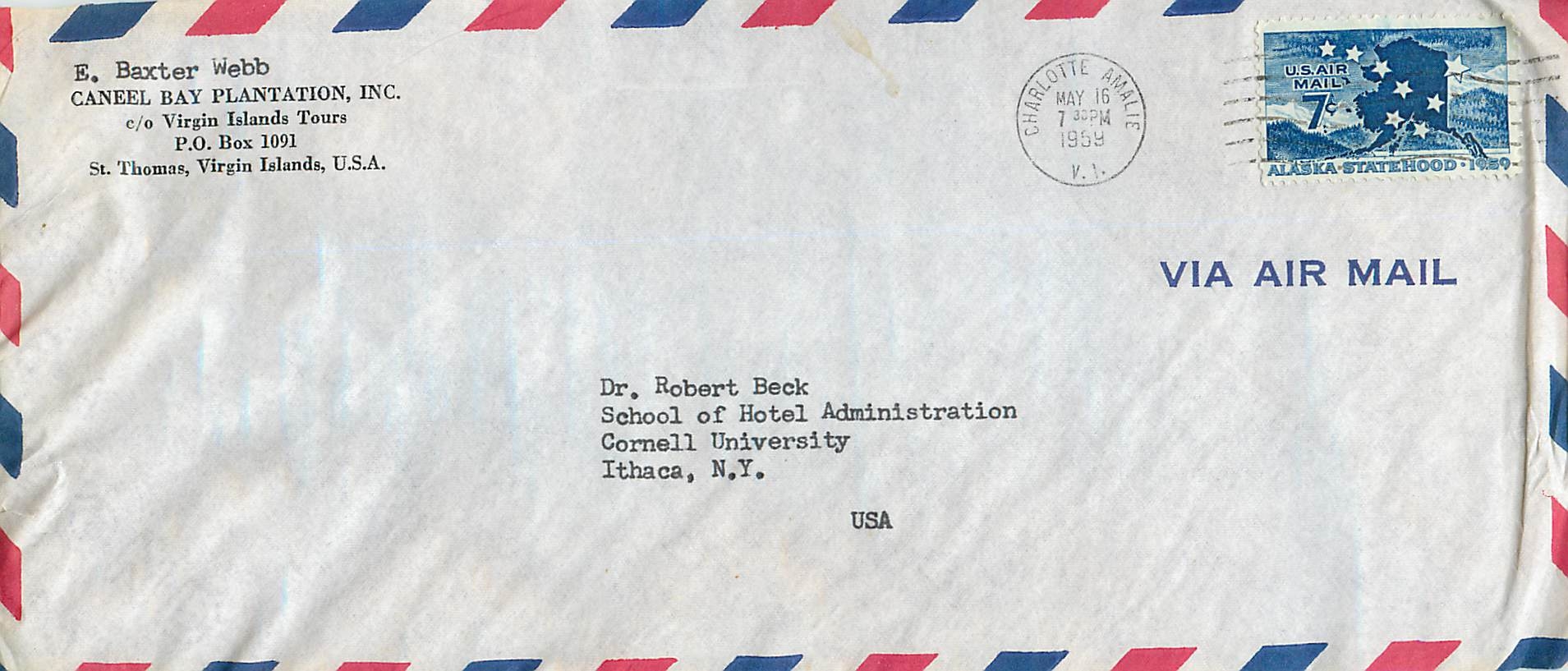 Lettre Cover Etats-Unis Alaska Charlotte Amalle 1959
