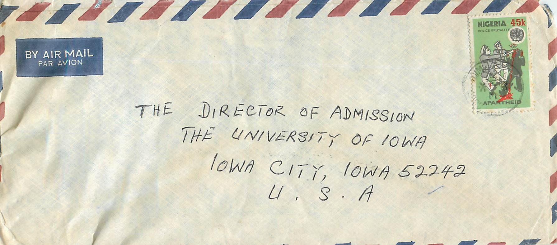 Lettre Cover for Ithaca Nigeria Apartheid