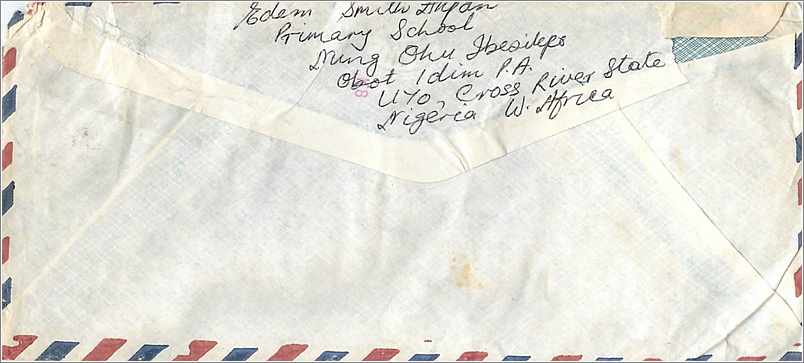 Lettre Cover for Ithaca Nigeria Apartheid — Rückseite