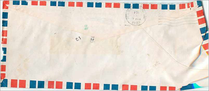Enveloppe aérienne de Hyderabad à Iowa — éditeur non visible — Back