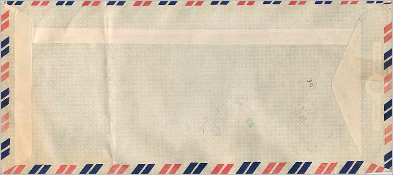 Enveloppe aérienne — Inde vers États-Unis — timbres et cachet de Patiala — Back