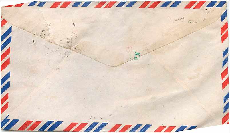 Enveloppe aérienne de l'Inde vers l'Université d'Iowa — timbres et cachet postal — Back