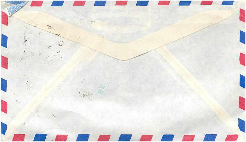 Enveloppe aérienne indienne — Université d'Iowa — 3 timbres — Back