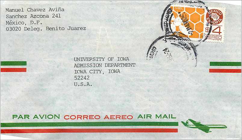 Lettre Cover China Mexico University  Iowa City 
