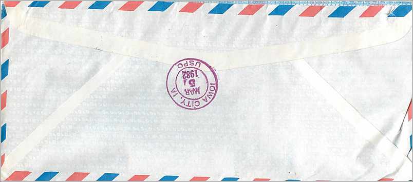 Lettre Cover Chine China University Iowa City  — Verso