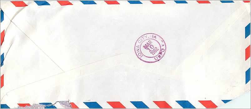 Lettre Cover Coree University Iowa City Seoul — Rückseite