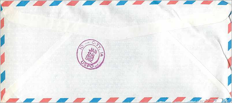 Lettre Cover Coree University Iowa City Seoul — Rückseite