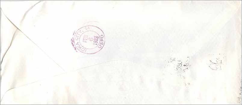 Lettre Cover Coree University Iowa City  — Rückseite