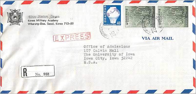Lettre Cover Coree University Iowa City 