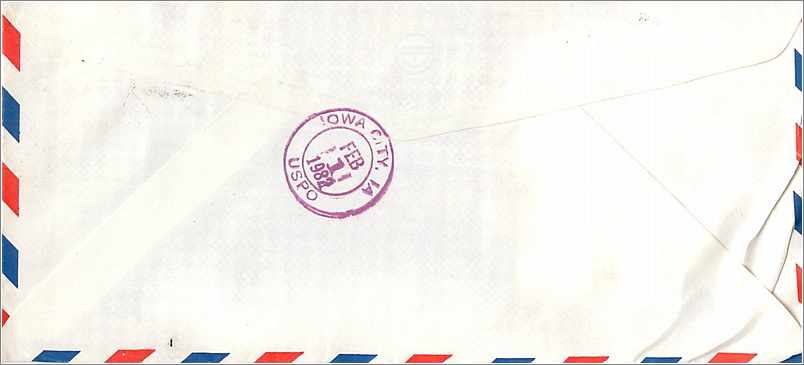 Lettre Cover Coree University Iowa City  — Rückseite