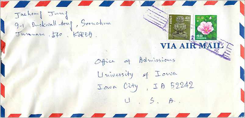Lettre Cover Coree University Iowa City 