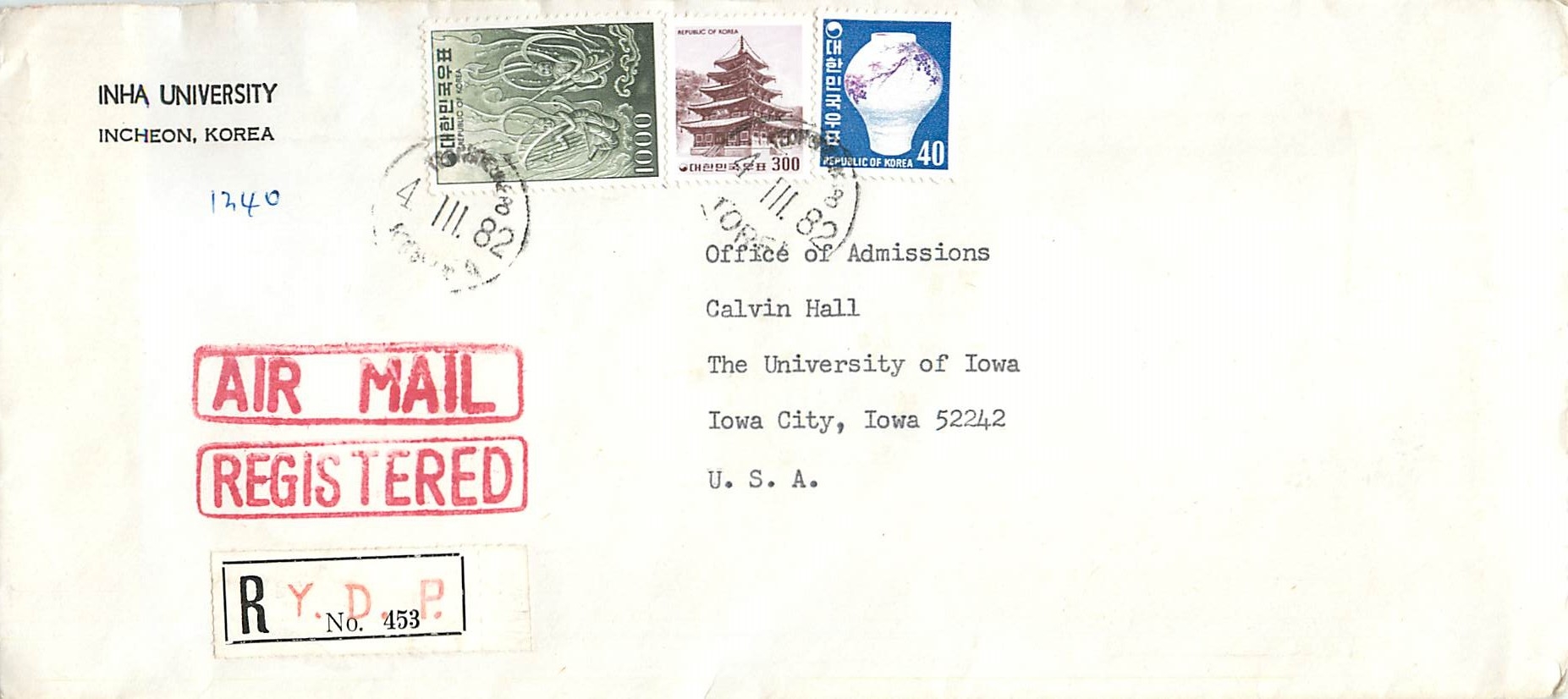 Lettre Cover Coree University Iowa 