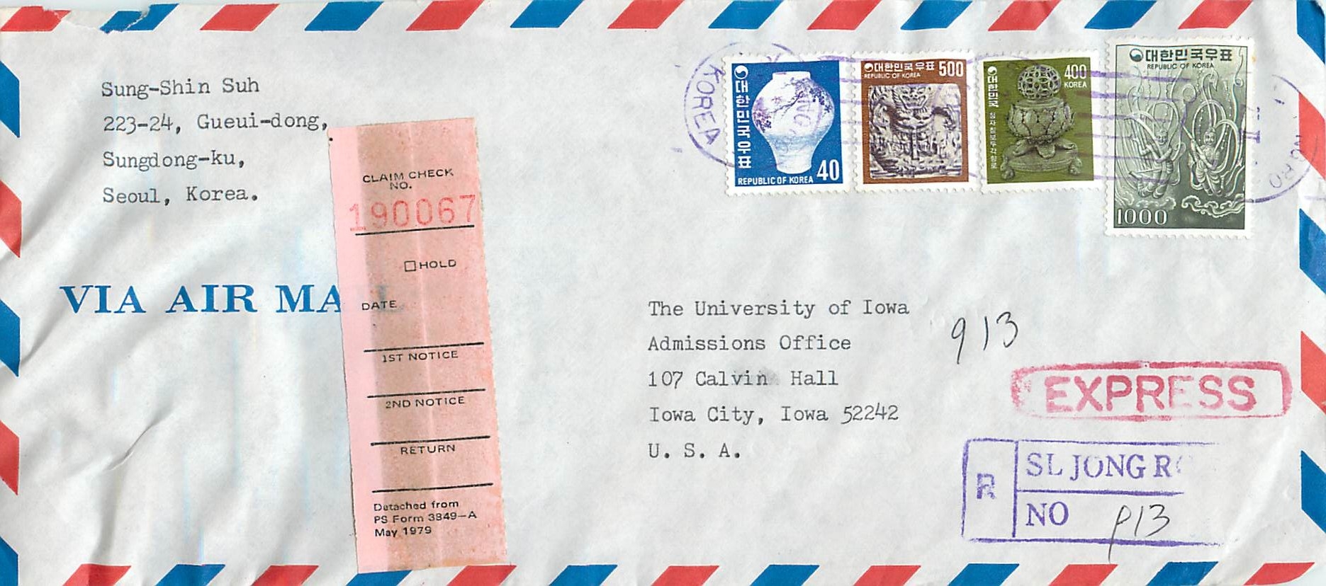 Lettre Cover Coree University Iowa 