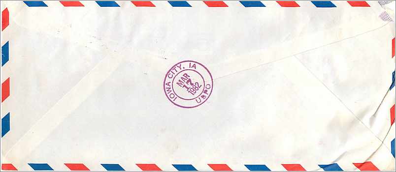 Lettre Cover Coree University Iowa  — Rückseite