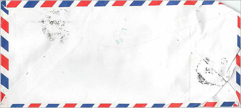 Air Mail Envelope from Taiwan to the University of Iowa — Republic of China stamp — Back