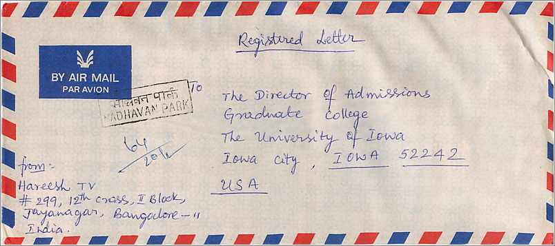 Lettre Cover Inde India University Iowa  — Rückseite