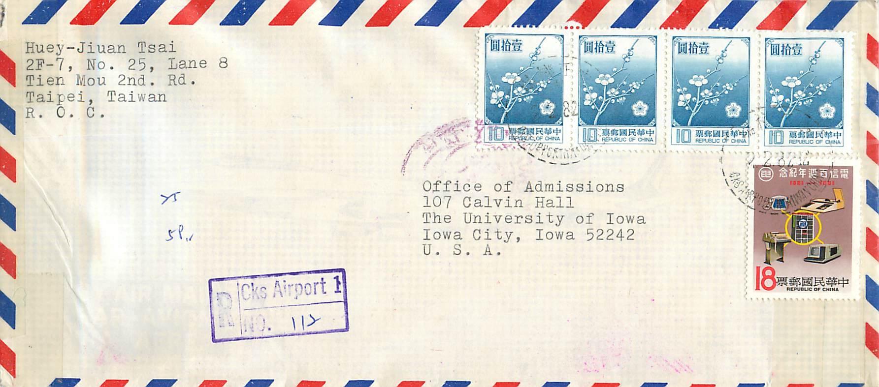 Lettre Cover Inde India University Iowa 