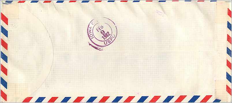 Lettre Cover Inde India University Iowa  — Rückseite