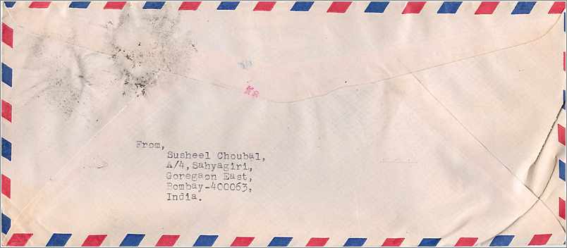 Lettre Cover Chine China University Iowa Taichung — Verso