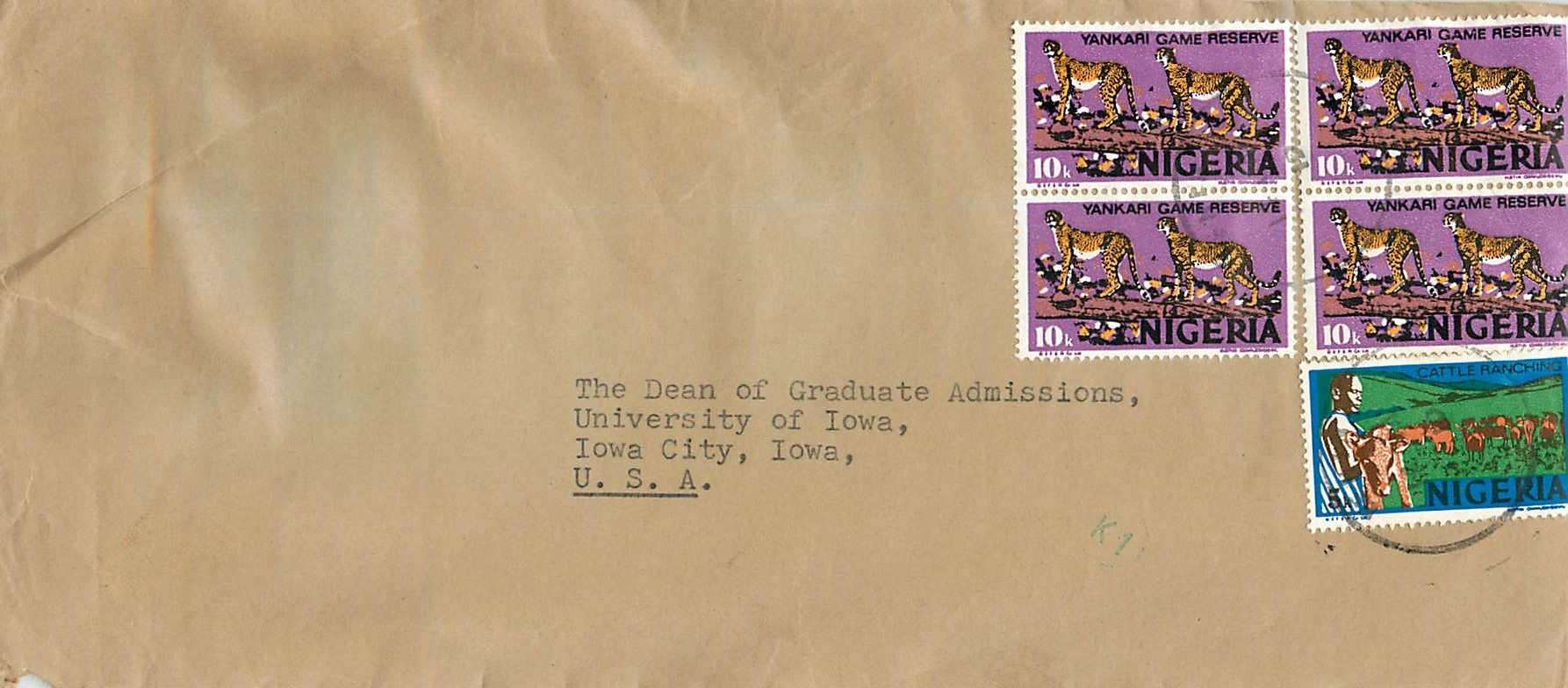 Lettre Cover Chine China University Iowa Taipei Medical College