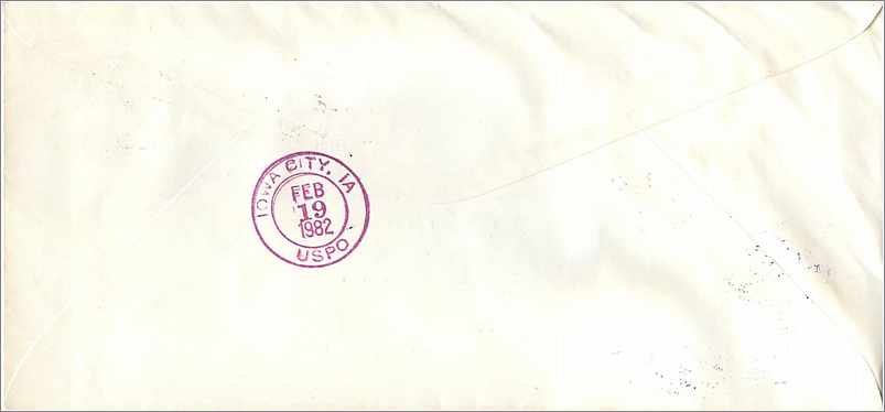 Lettre Cover Chine China University Iowa  — Rückseite