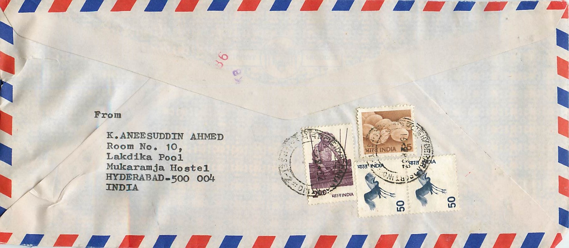Lettre Cover Inde India University Iowa 